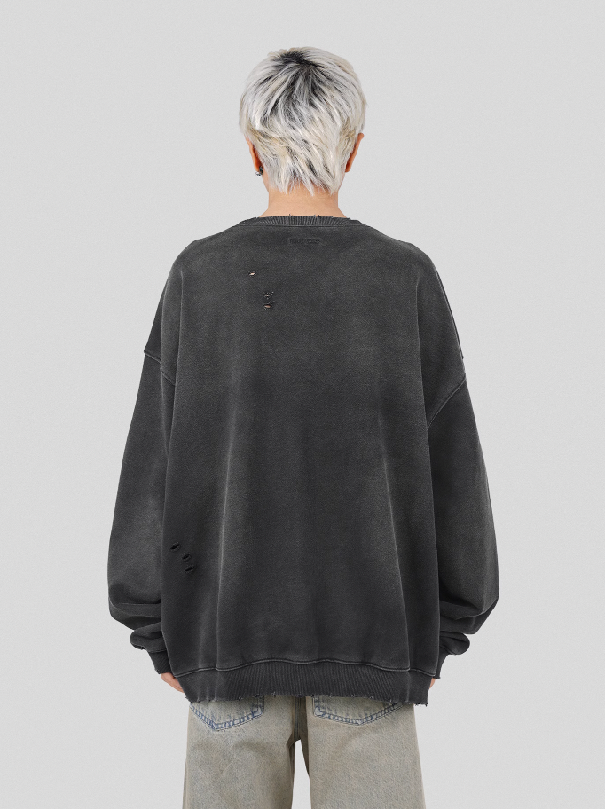 UNDERWATER Wormhole Destruction Alive Printed Faded Sweatshirt