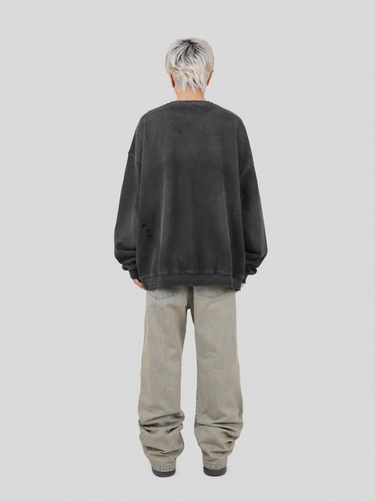 UNDERWATER Wormhole Destruction Alive Printed Faded Sweatshirt