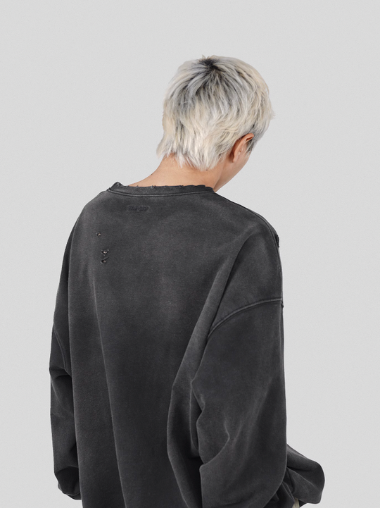 UNDERWATER Wormhole Destruction Alive Printed Faded Sweatshirt