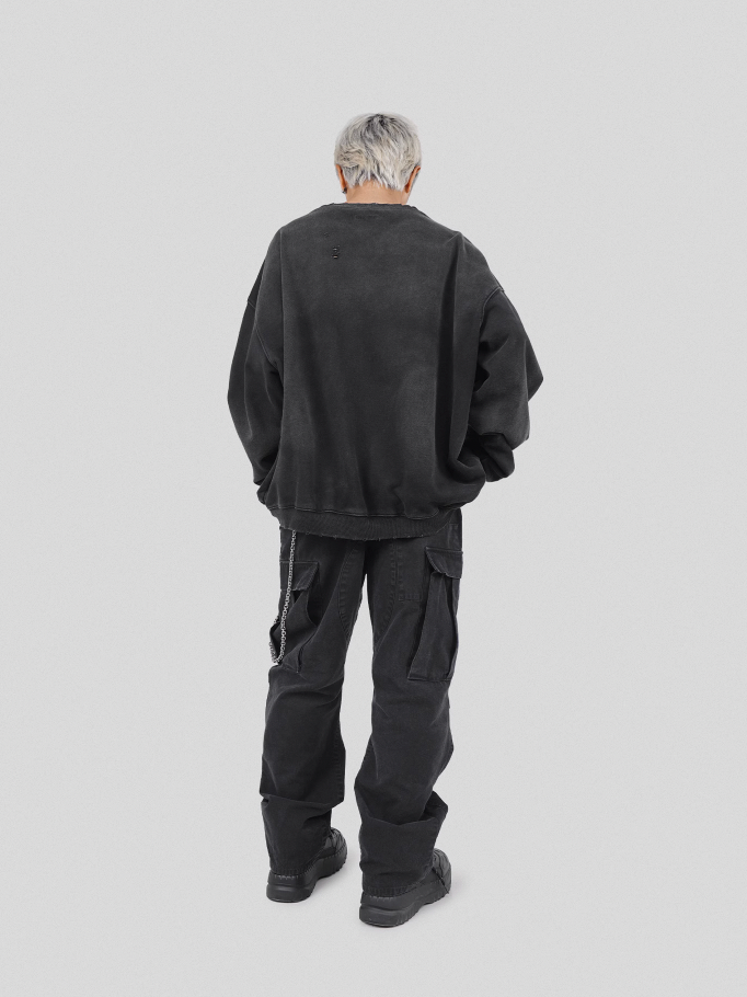 UNDERWATER Wormhole Destruction Alive Printed Faded Sweatshirt