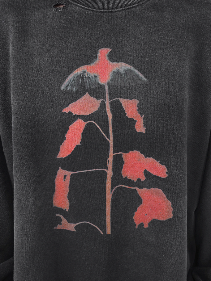 UNDERWATER Wormhole Destruction Alive Printed Faded Sweatshirt