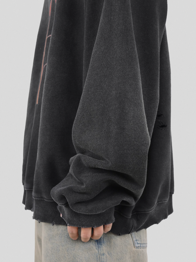 UNDERWATER Wormhole Destruction Alive Printed Faded Sweatshirt