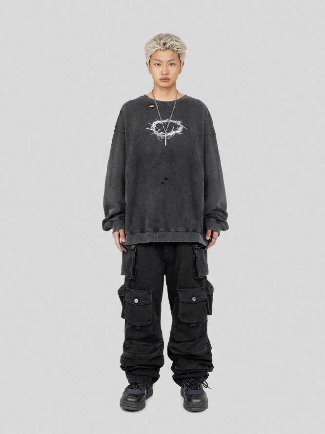 UNDERWATER Wormhole Destruction Thorns Printed Sweatshirt