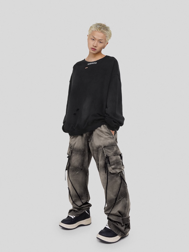 UNDERWATER Mottled Aged Logo Print Sweatshirt