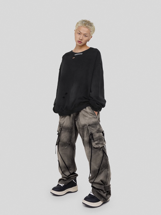 UNDERWATER Mottled Aged Logo Print Sweatshirt