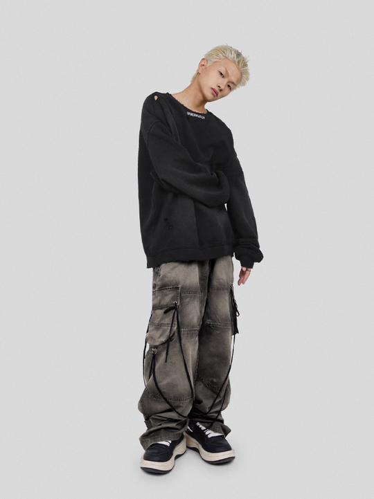 UNDERWATER Mottled Aged Logo Print Sweatshirt