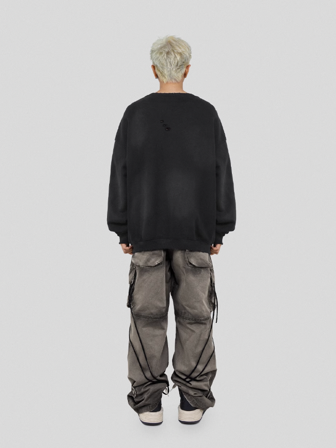 UNDERWATER Mottled Aged Logo Print Sweatshirt