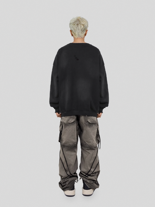 UNDERWATER Mottled Aged Logo Print Sweatshirt