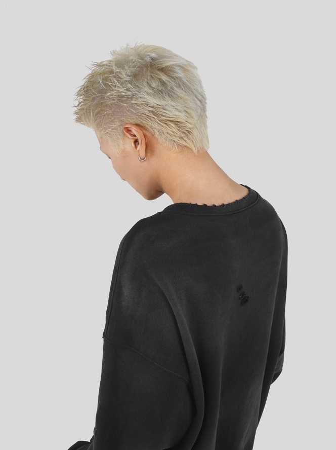 UNDERWATER Mottled Aged Logo Print Sweatshirt