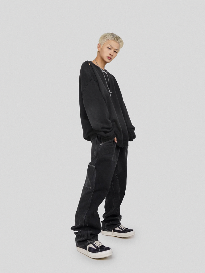 UNDERWATER Mottled Aged Logo Print Sweatshirt