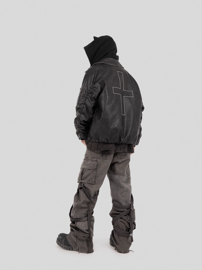 UNDERWATER Washed Handmade Destruction Patchwork Knit Sweater Gray