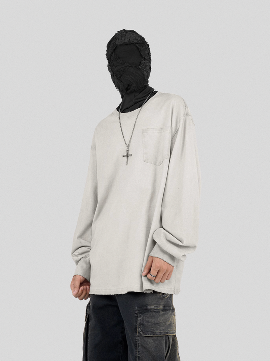 UNDERWATER Destroyed Pockets Long Sleeve Tee