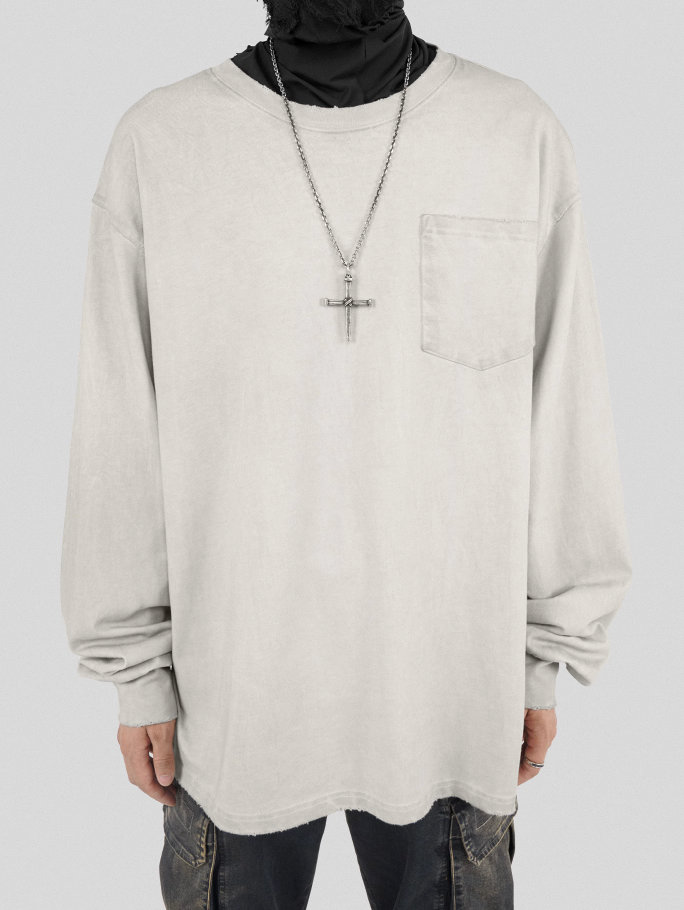 UNDERWATER Destroyed Pockets Long Sleeve Tee