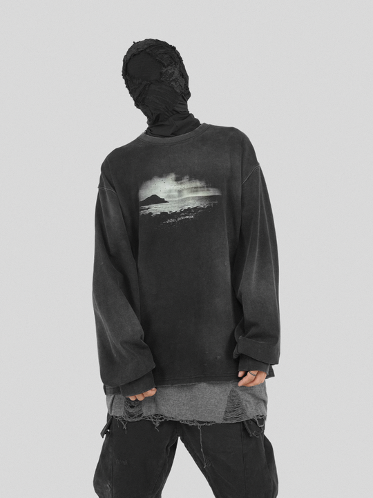 UNDERWATER Isolated Island Printed Long Sleeve Tee