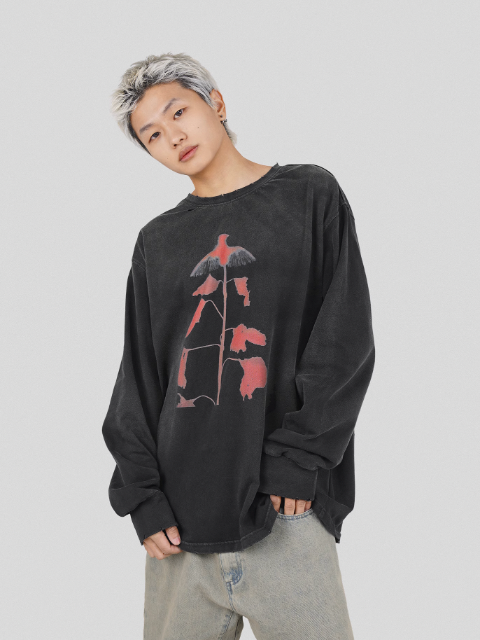 UNDERWATER Wormhole Destruction ALIVE Printed Long Sleeve Tee