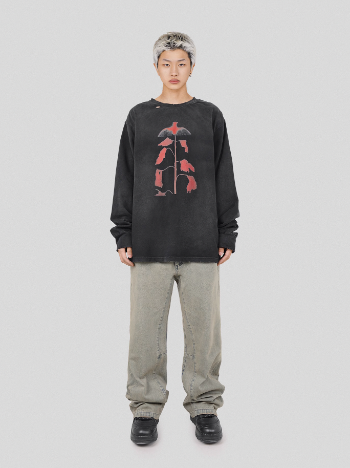 UNDERWATER Wormhole Destruction ALIVE Printed Long Sleeve Tee