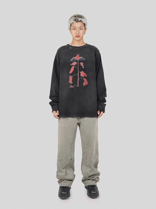 UNDERWATER Wormhole Destruction ALIVE Printed Long Sleeve Tee