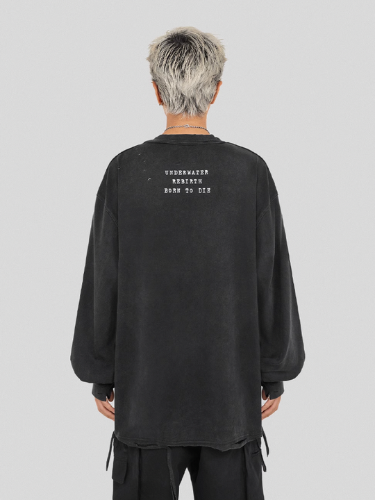 UNDERWATER Cemetery Printed Long Sleeve Tee