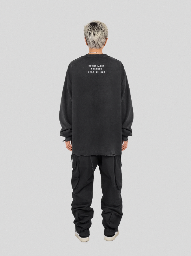 UNDERWATER Cemetery Printed Long Sleeve Tee