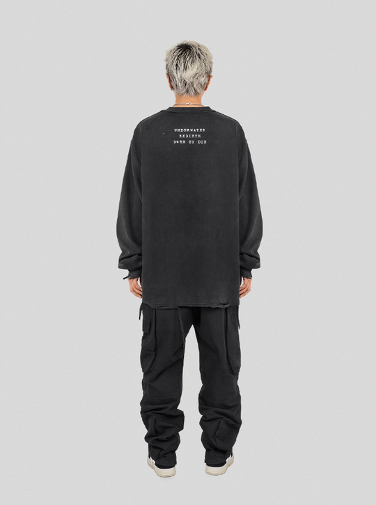 UNDERWATER Cemetery Printed Long Sleeve Tee