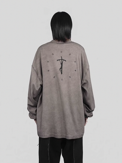 UNDERWATER Crucifix Cross Printed Long Sleeve Tee