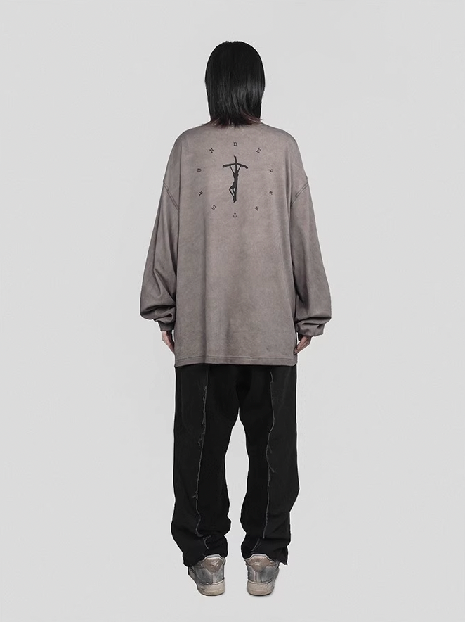 UNDERWATER Crucifix Cross Printed Long Sleeve Tee