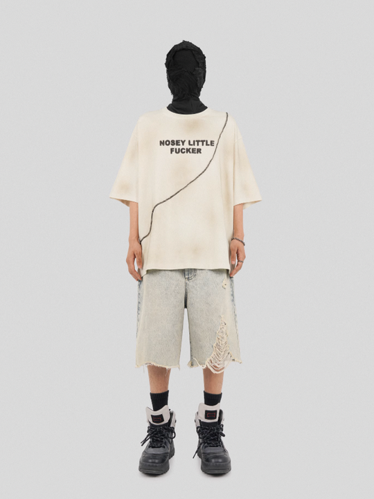 UNDERWATER Deconstructed Patchwork Slogan Printed Tee