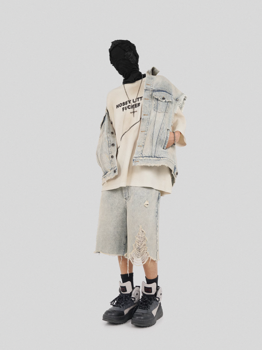 UNDERWATER Deconstructed Patchwork Slogan Printed Tee