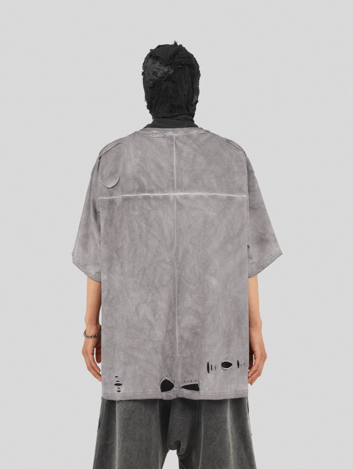 UNDERWATER Destruction Cross Deconstruction Zipper Tee Gray