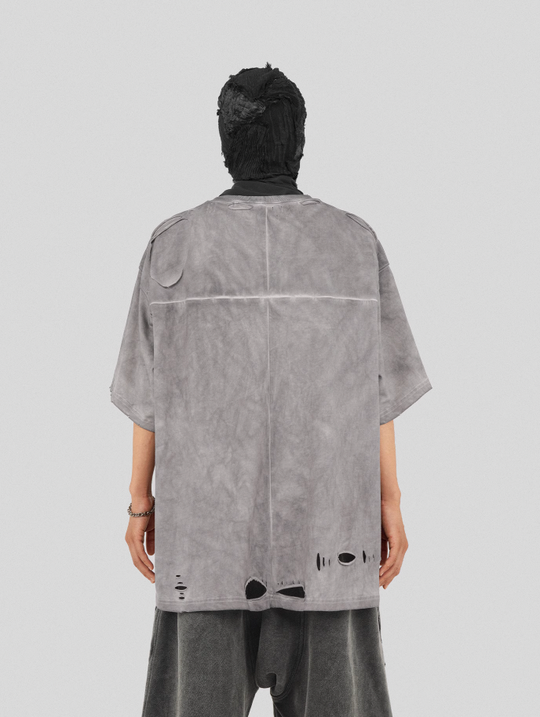 UNDERWATER Destruction Cross Deconstruction Zipper Tee Gray