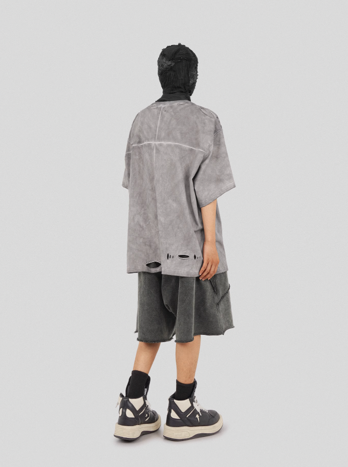 UNDERWATER Destruction Cross Deconstruction Zipper Tee Gray