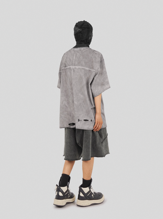 UNDERWATER Destruction Cross Deconstruction Zipper Tee Gray