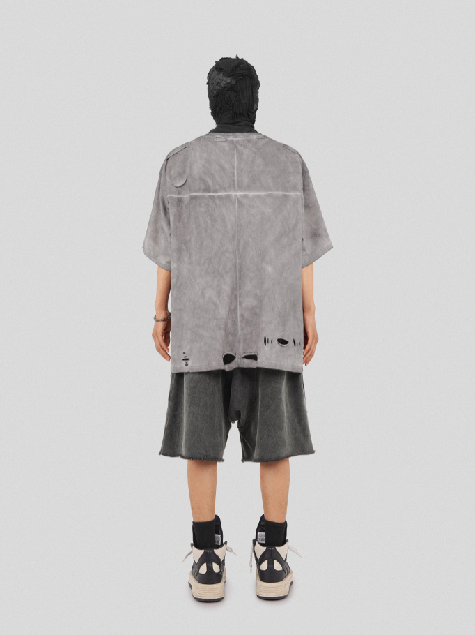 UNDERWATER Destruction Cross Deconstruction Zipper Tee Gray