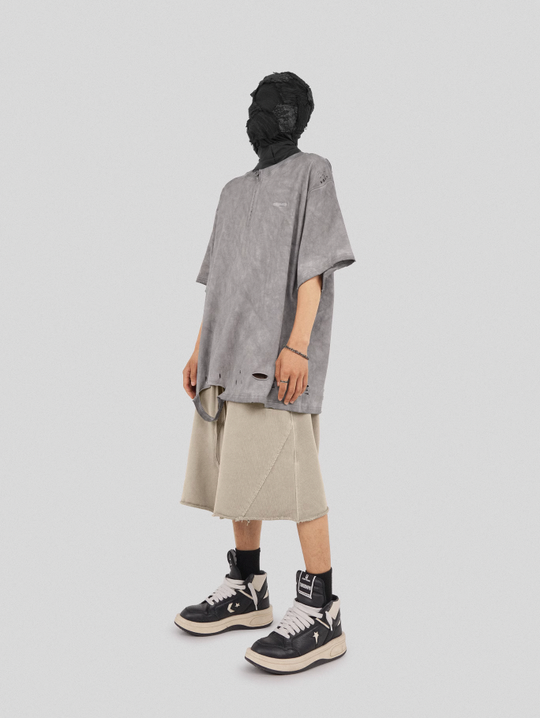 UNDERWATER Destruction Cross Deconstruction Zipper Tee Gray