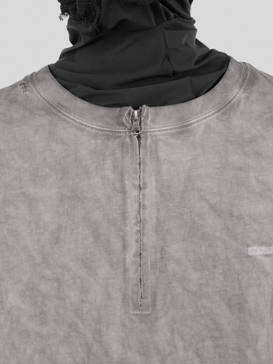 UNDERWATER Destruction Cross Deconstruction Zipper Tee Gray