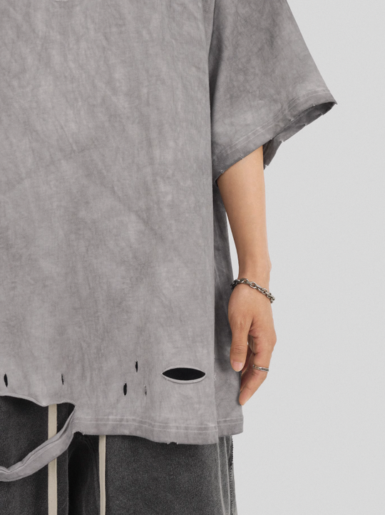 UNDERWATER Destruction Cross Deconstruction Zipper Tee Gray