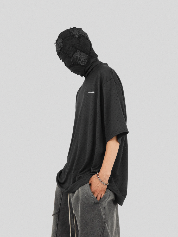 UNDERWATER Number 7 Cracked Aged Printed Mesh Jersey Tee