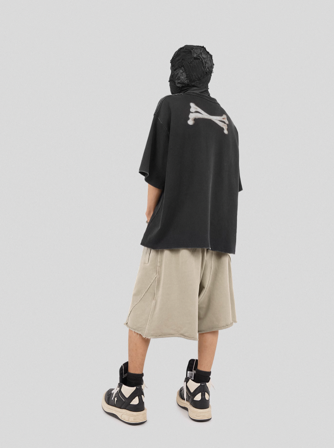 UNDERWATER Destroyed Cross Bones Print Tee