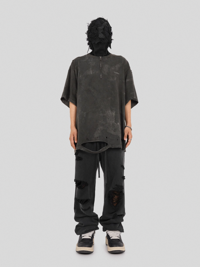 UNDERWATER Destruction Cross Deconstruction Zipper Tee Black