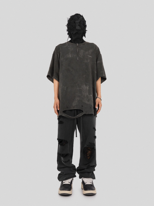 UNDERWATER Destruction Cross Deconstruction Zipper Tee Black