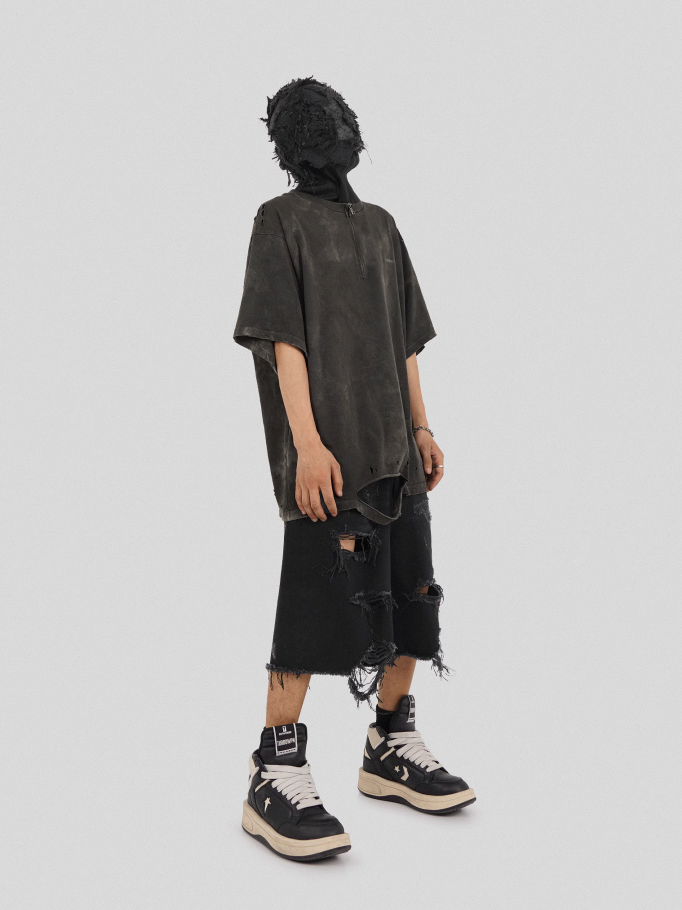 UNDERWATER Destruction Cross Deconstruction Zipper Tee Black