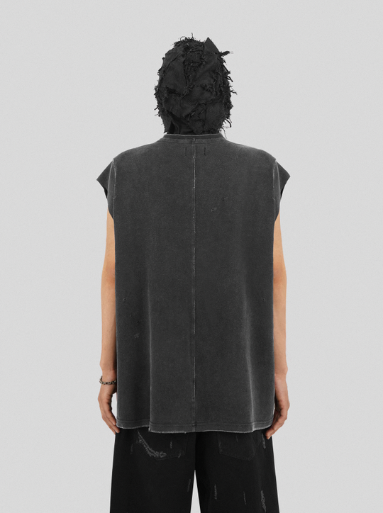 UNDERWATER Deconstructed Hand Damaged Sleeveless Tee Tank Top