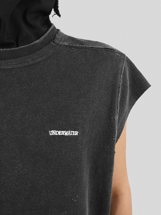 UNDERWATER Deconstructed Hand Damaged Sleeveless Tee Tank Top