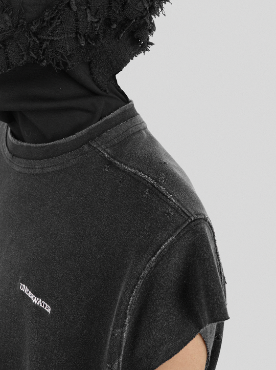 UNDERWATER Deconstructed Hand Damaged Sleeveless Tee Tank Top