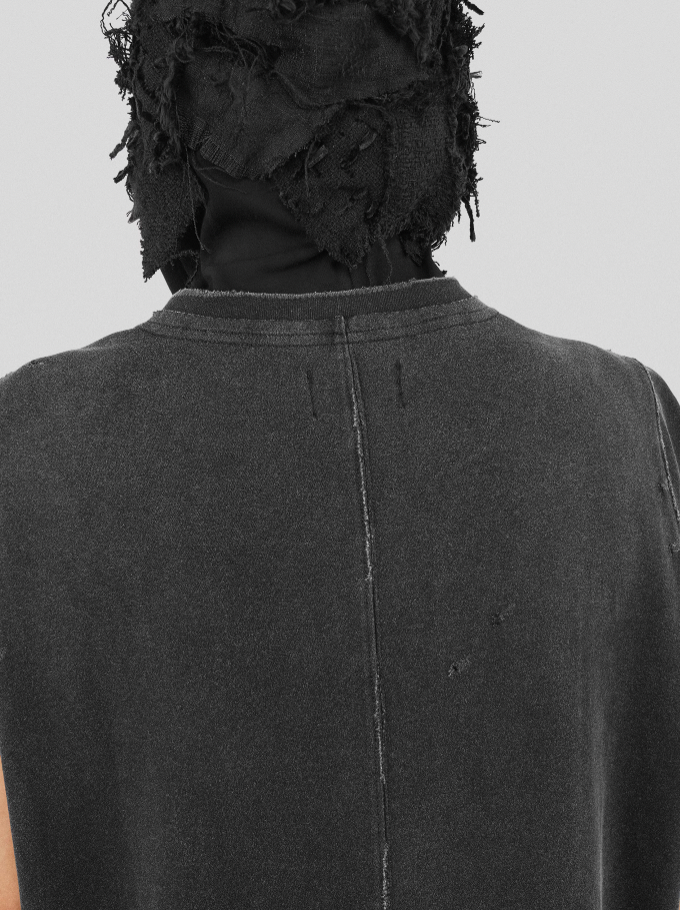 UNDERWATER Deconstructed Hand Damaged Sleeveless Tee Tank Top