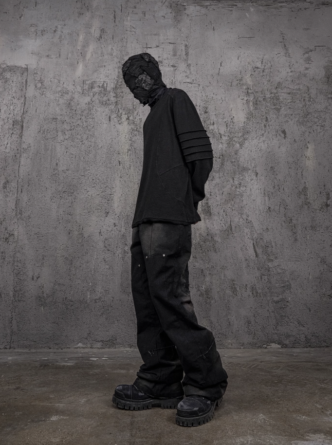 UNDERWATER Deconstructed Metal Rivets Canvas Cargo Work Pants