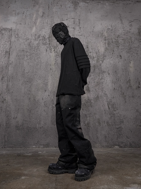 UNDERWATER Deconstructed Metal Rivets Canvas Cargo Work Pants