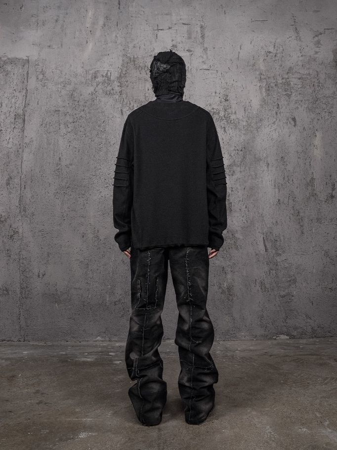 UNDERWATER Deconstructed Metal Rivets Canvas Cargo Work Pants