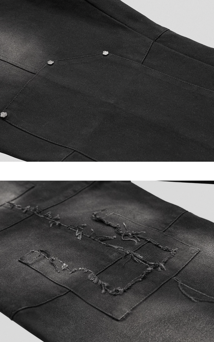 UNDERWATER Deconstructed Metal Rivets Canvas Cargo Work Pants