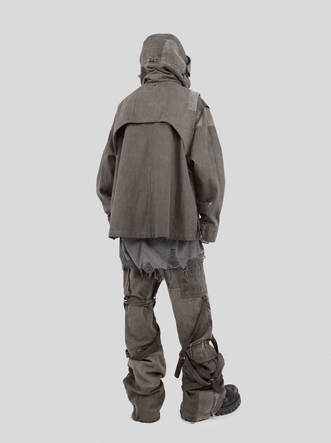 UNDERWATER Scavenger Bandage Mesh Patchwork Pocket Cargo Work Pants